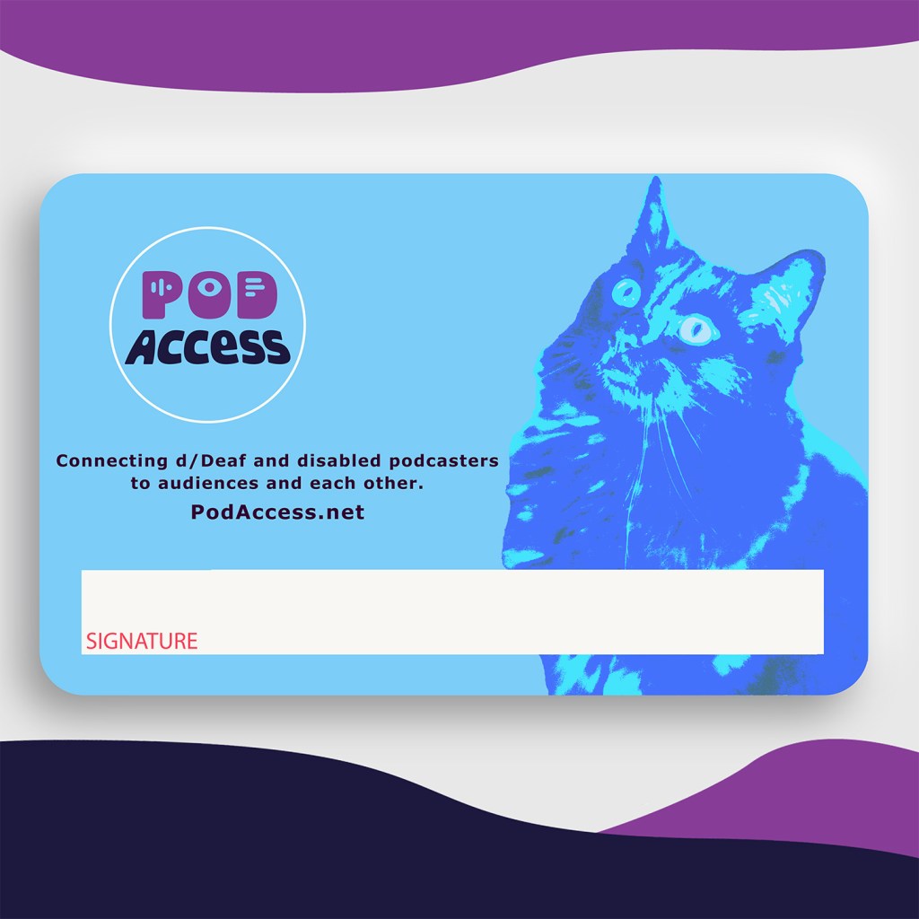 Full image description of the POD Access library card is in the post.